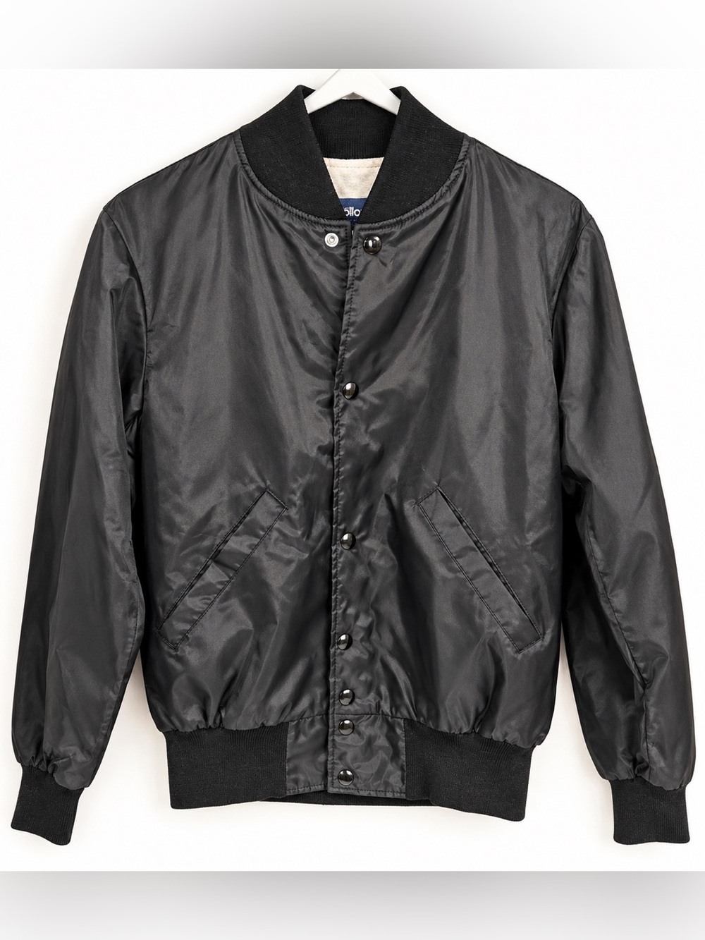 Vintage 1993 Holloway Black Nylon Bomber Jacket XS Made in USA 90s Unisex